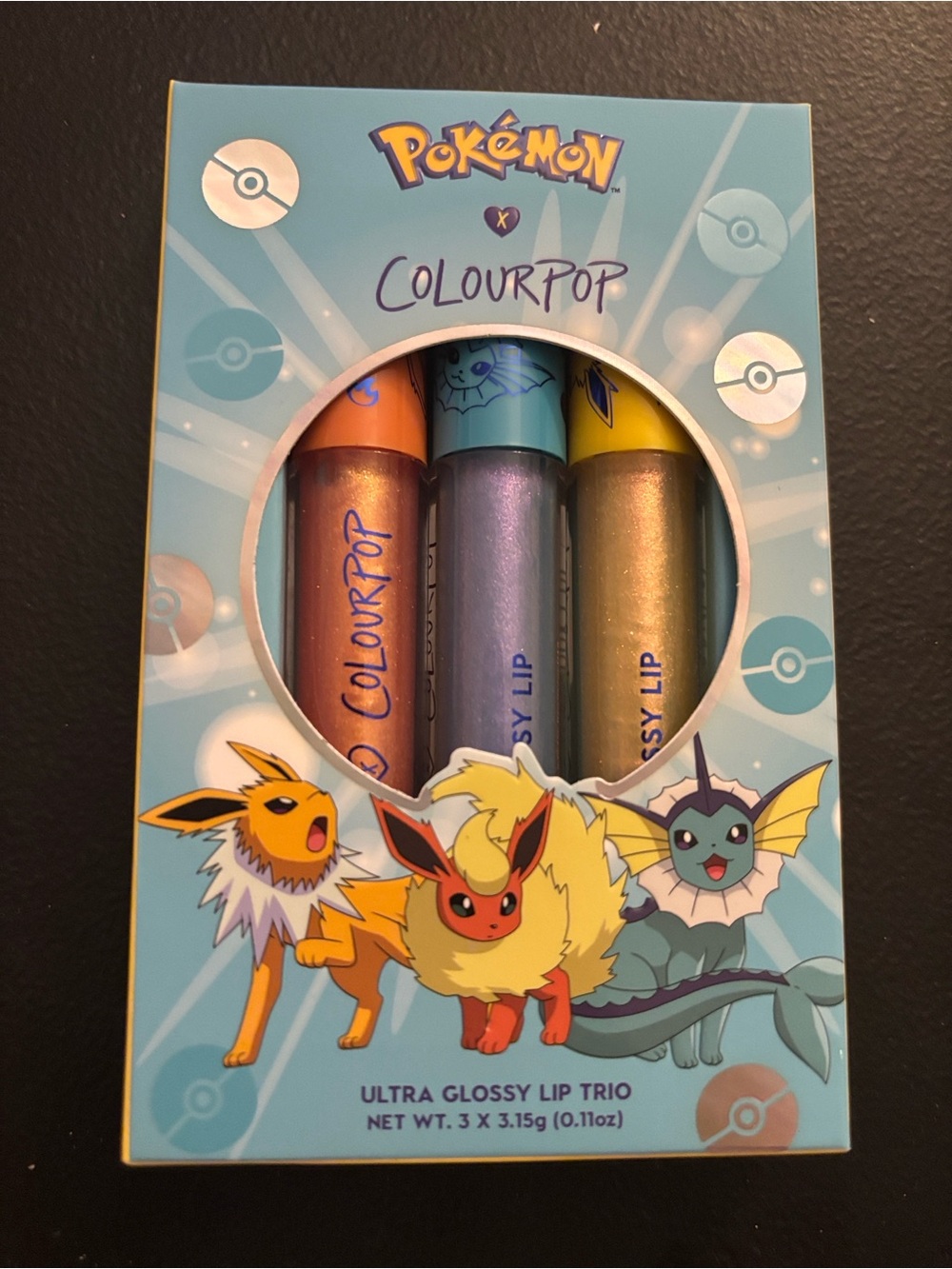 ColourPop Pokémon Ultra Glossy Lip Trio — Blue, Orange , Gold